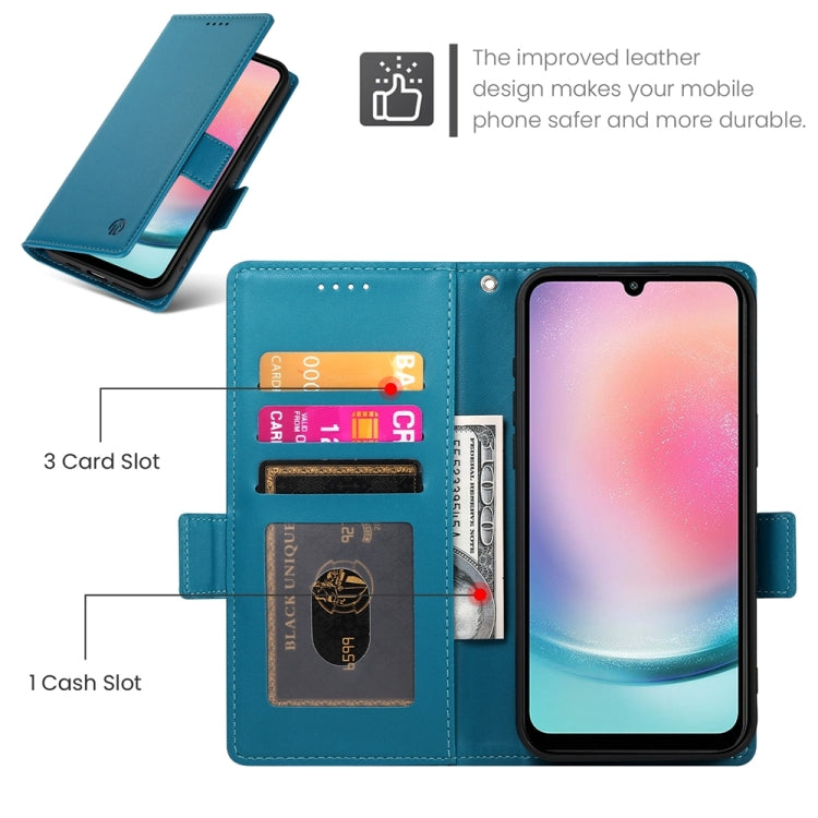 For Samsung Galaxy A24 4G Global Side Buckle Magnetic Frosted Leather Phone Case