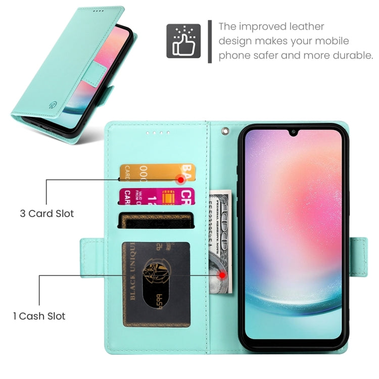 For Samsung Galaxy A24 4G Global Side Buckle Magnetic Frosted Leather Phone Case