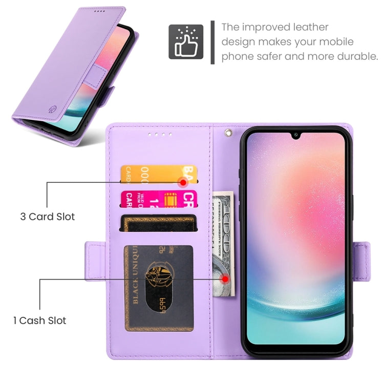 For Samsung Galaxy A24 4G Global Side Buckle Magnetic Frosted Leather Phone Case