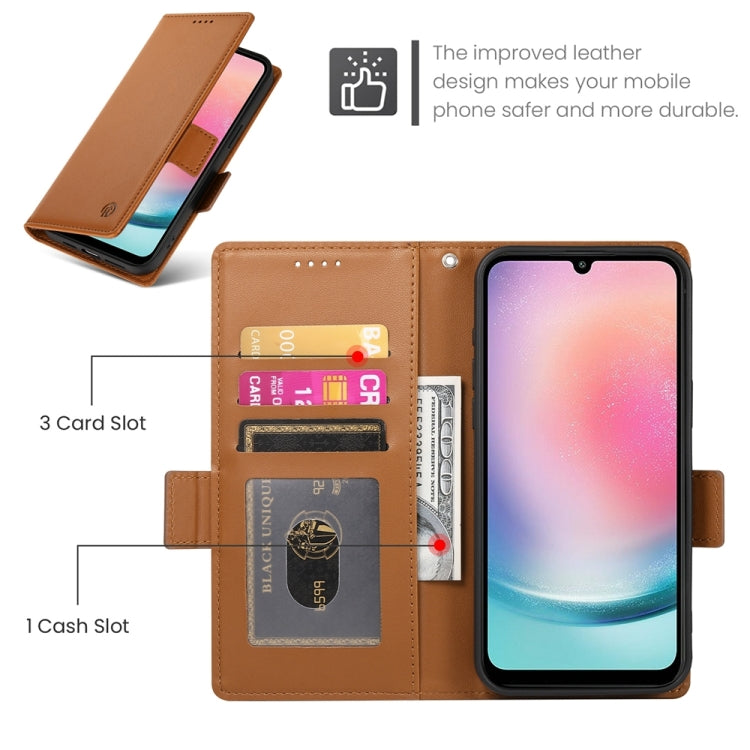 For Samsung Galaxy A24 4G Global Side Buckle Magnetic Frosted Leather Phone Case