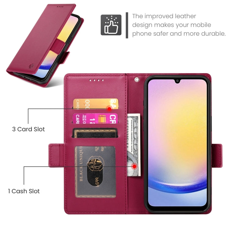For Samsung Galaxy A25 5G Global Side Buckle Magnetic Frosted Leather Phone Case