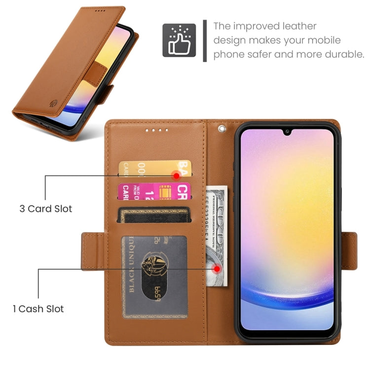 For Samsung Galaxy A25 5G Global Side Buckle Magnetic Frosted Leather Phone Case