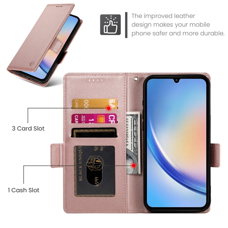 For Samsung Galaxy A34 5G Side Buckle Magnetic Frosted Leather Phone Case