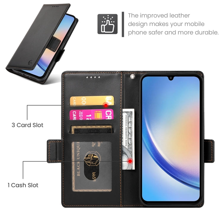 For Samsung Galaxy A34 5G Side Buckle Magnetic Frosted Leather Phone Case