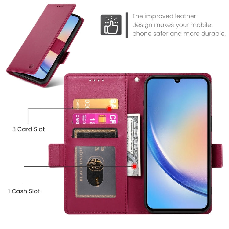 For Samsung Galaxy A34 5G Side Buckle Magnetic Frosted Leather Phone Case