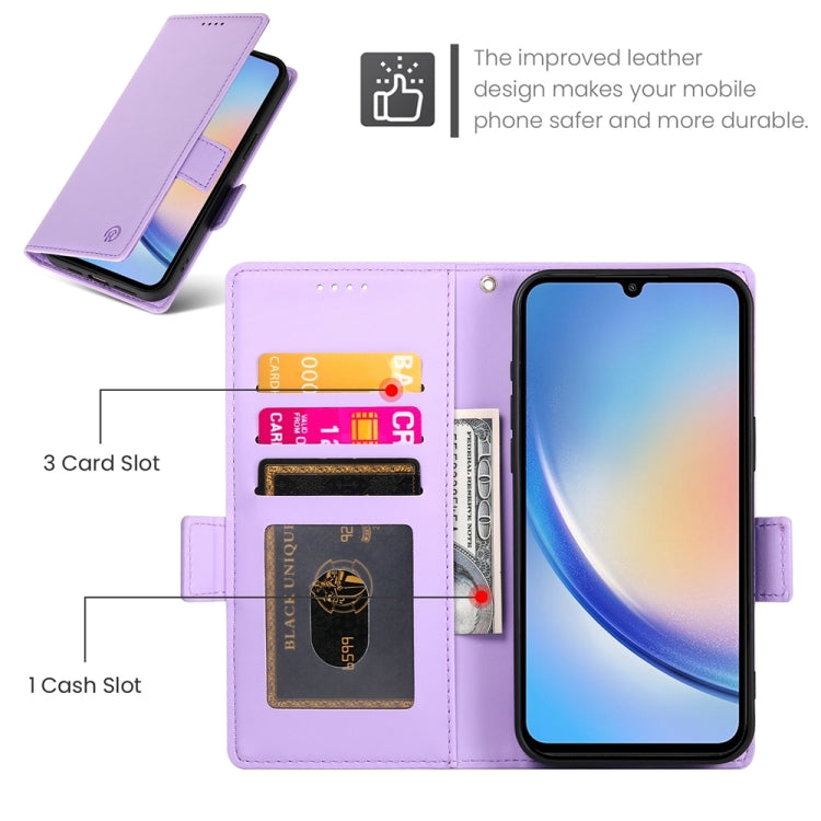 For Samsung Galaxy A34 5G Side Buckle Magnetic Frosted Leather Phone Case