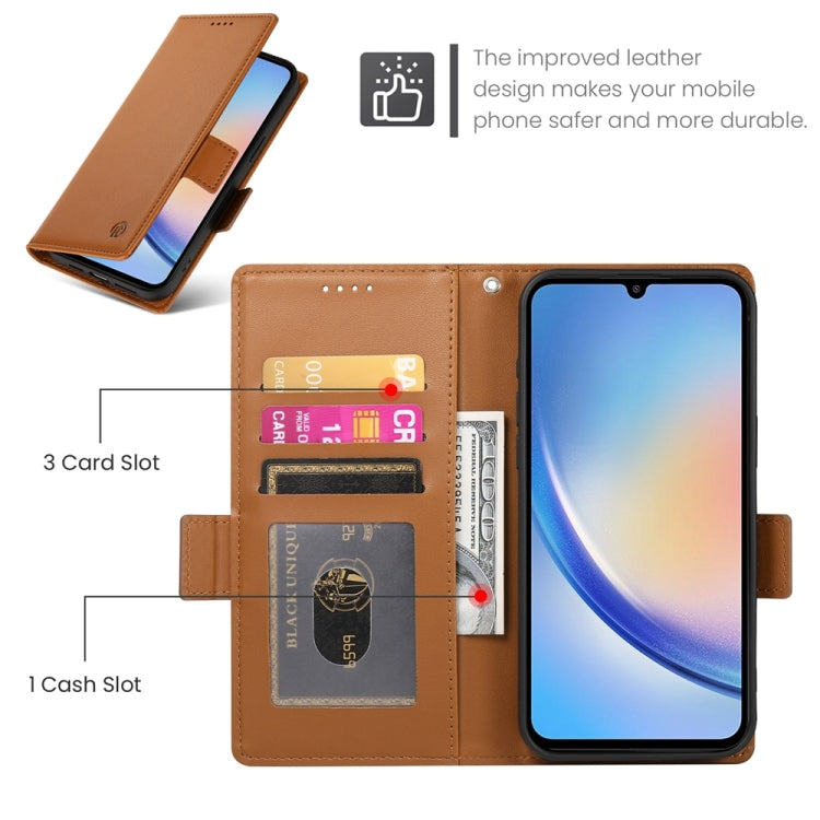 For Samsung Galaxy A34 5G Side Buckle Magnetic Frosted Leather Phone Case