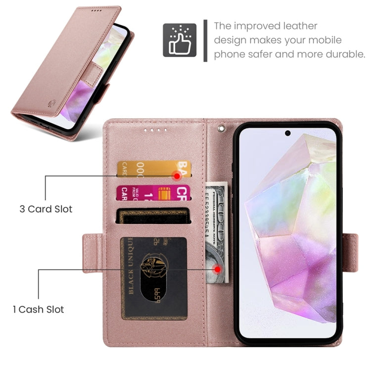 For Samsung Galaxy A35 5G Side Buckle Magnetic Frosted Leather Phone Case