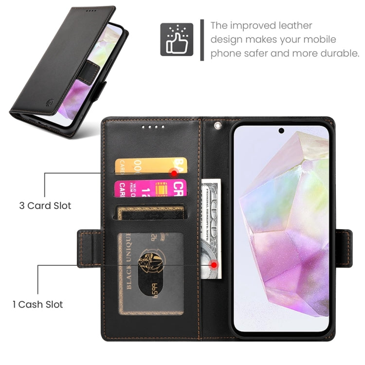 For Samsung Galaxy A35 5G Side Buckle Magnetic Frosted Leather Phone Case