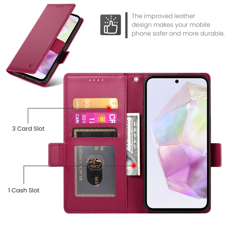 For Samsung Galaxy A35 5G Side Buckle Magnetic Frosted Leather Phone Case