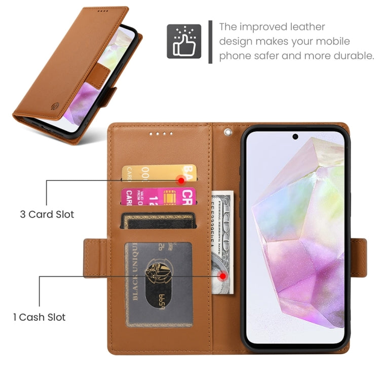 For Samsung Galaxy A35 5G Side Buckle Magnetic Frosted Leather Phone Case
