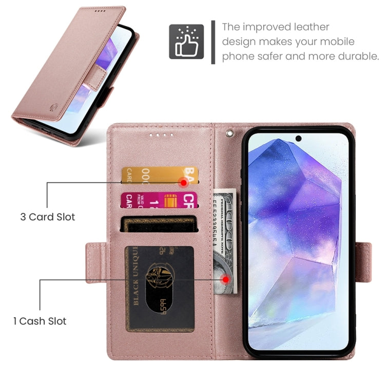 For Samsung Galaxy A55 5G Side Buckle Magnetic Frosted Leather Phone Case