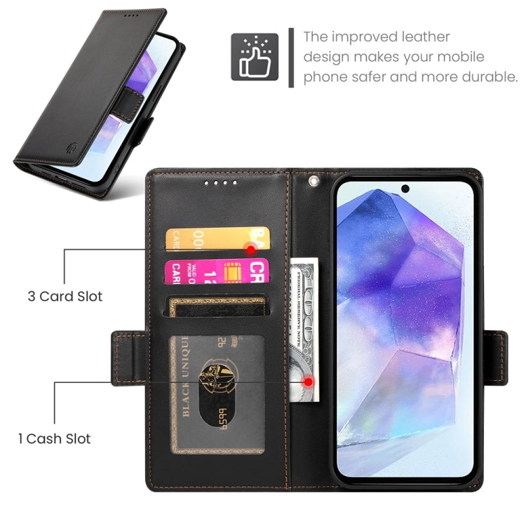 For Samsung Galaxy A55 5G Side Buckle Magnetic Frosted Leather Phone Case