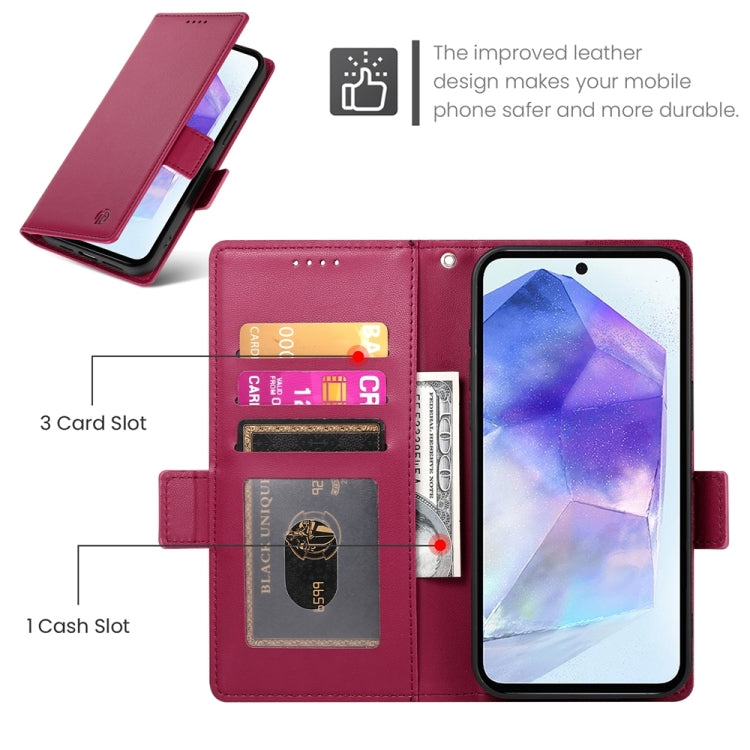For Samsung Galaxy A55 5G Side Buckle Magnetic Frosted Leather Phone Case