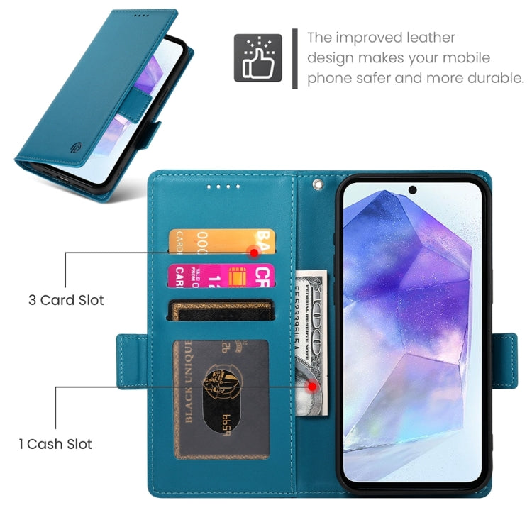For Samsung Galaxy A55 5G Side Buckle Magnetic Frosted Leather Phone Case