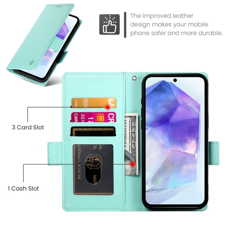 For Samsung Galaxy A55 5G Side Buckle Magnetic Frosted Leather Phone Case