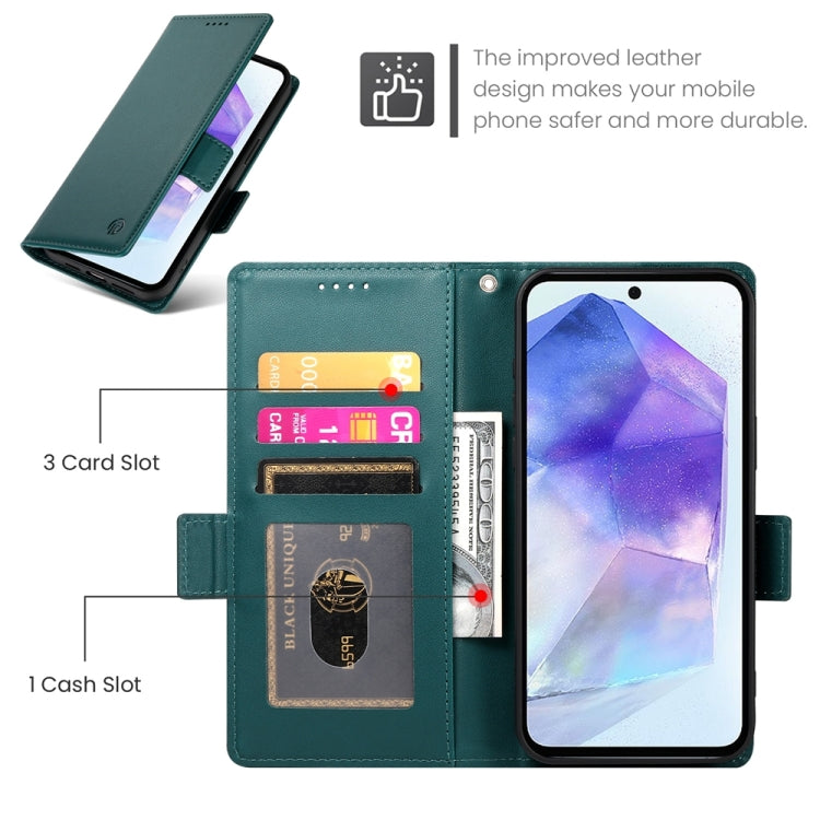 For Samsung Galaxy A55 5G Side Buckle Magnetic Frosted Leather Phone Case