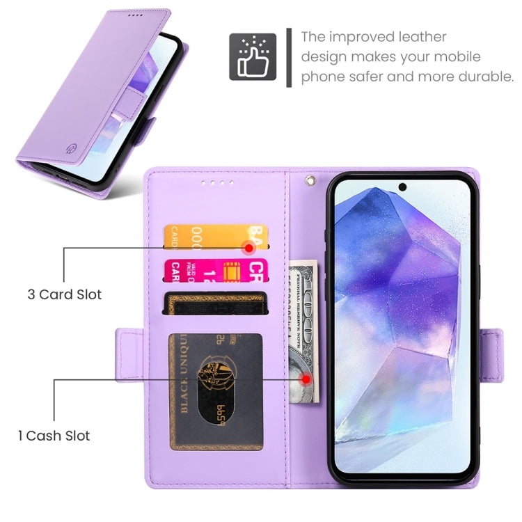 For Samsung Galaxy A55 5G Side Buckle Magnetic Frosted Leather Phone Case