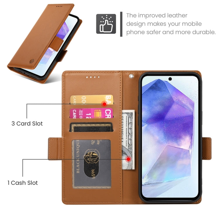 For Samsung Galaxy A55 5G Side Buckle Magnetic Frosted Leather Phone Case