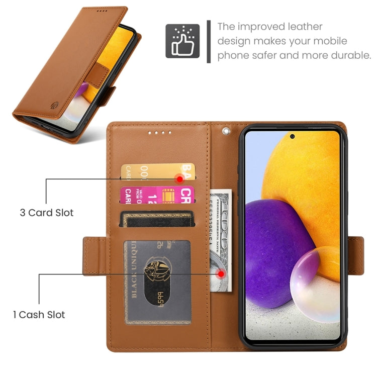 For Samsung Galaxy A72 4G / 5G Side Buckle Magnetic Frosted Leather Phone Case