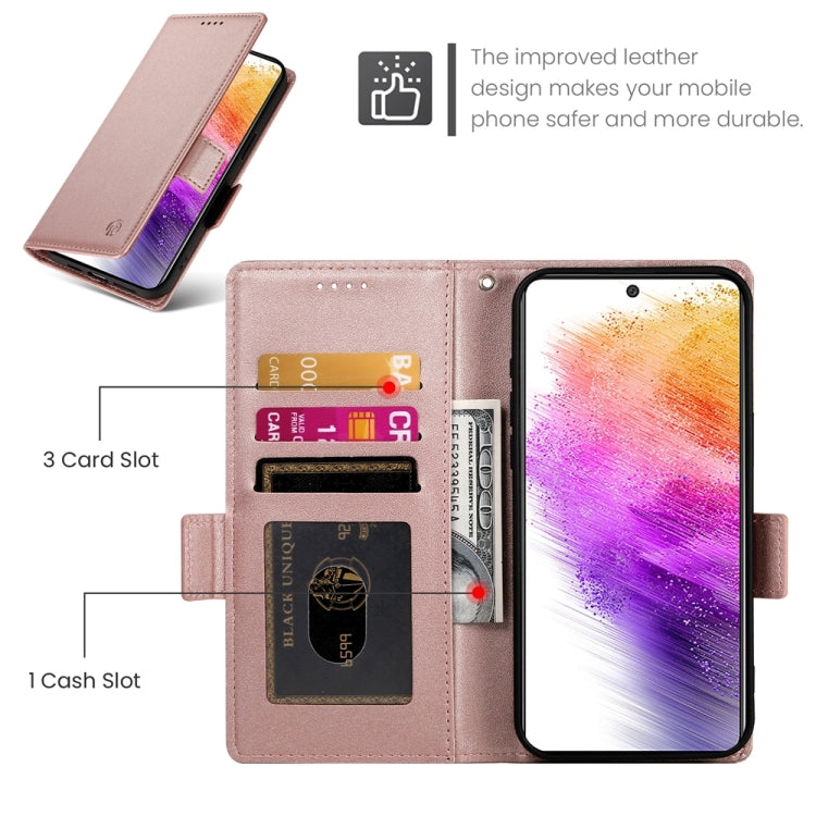 For Samsung Galaxy A73 5G Side Buckle Magnetic Frosted Leather Phone Case