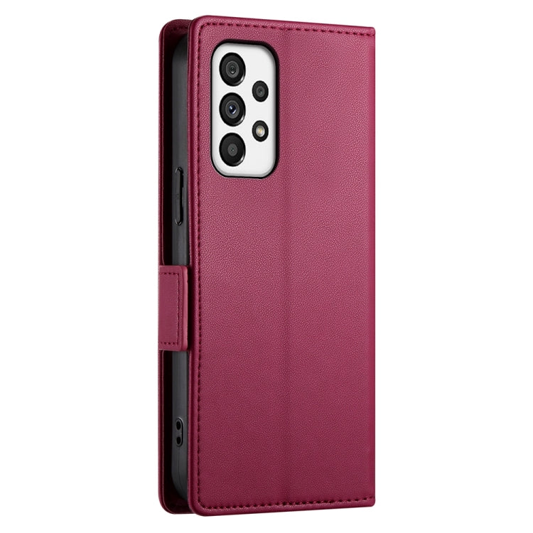 For Samsung Galaxy A73 5G Side Buckle Magnetic Frosted Leather Phone Case
