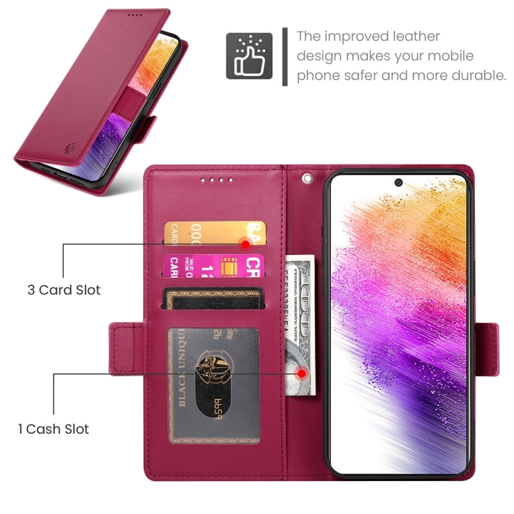 For Samsung Galaxy A73 5G Side Buckle Magnetic Frosted Leather Phone Case