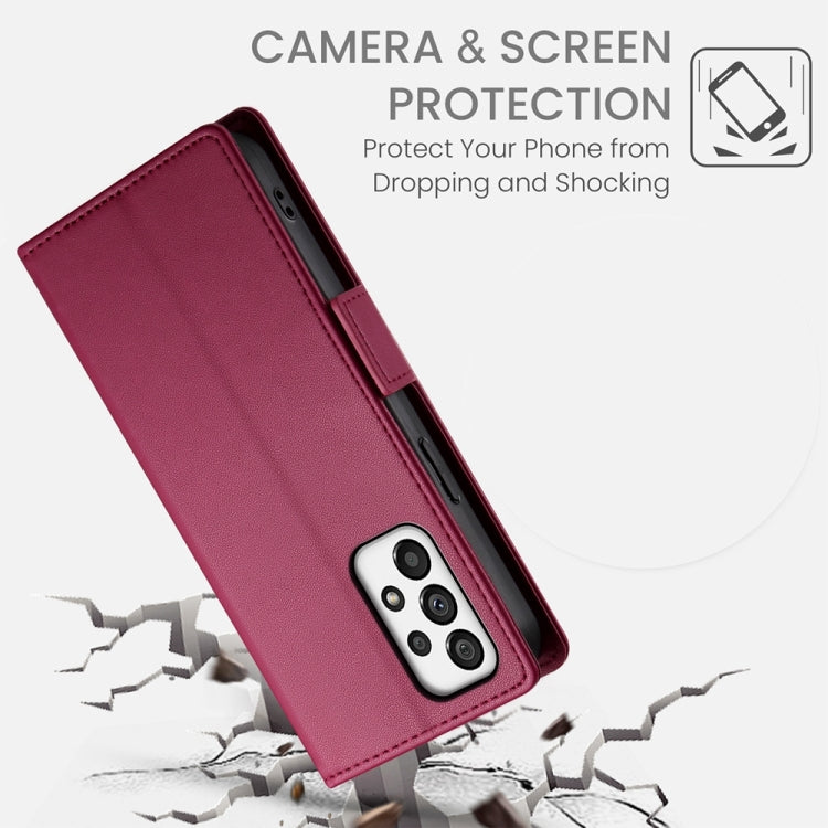 For Samsung Galaxy A73 5G Side Buckle Magnetic Frosted Leather Phone Case