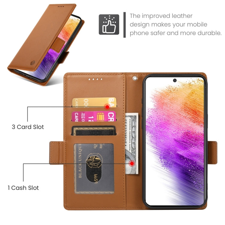 For Samsung Galaxy A73 5G Side Buckle Magnetic Frosted Leather Phone Case