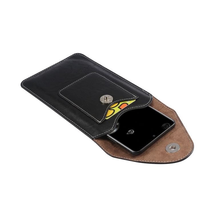Elephant Texture Phone Men Waist Leather Case with Card Slot for 6.7-6.9 inch Smartphones