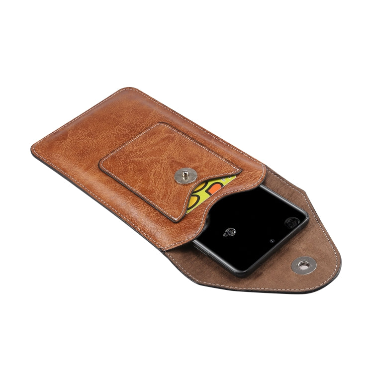 Elephant Texture Phone Men Waist Leather Case with Card Slot for 6.7-6.9 inch Smartphones