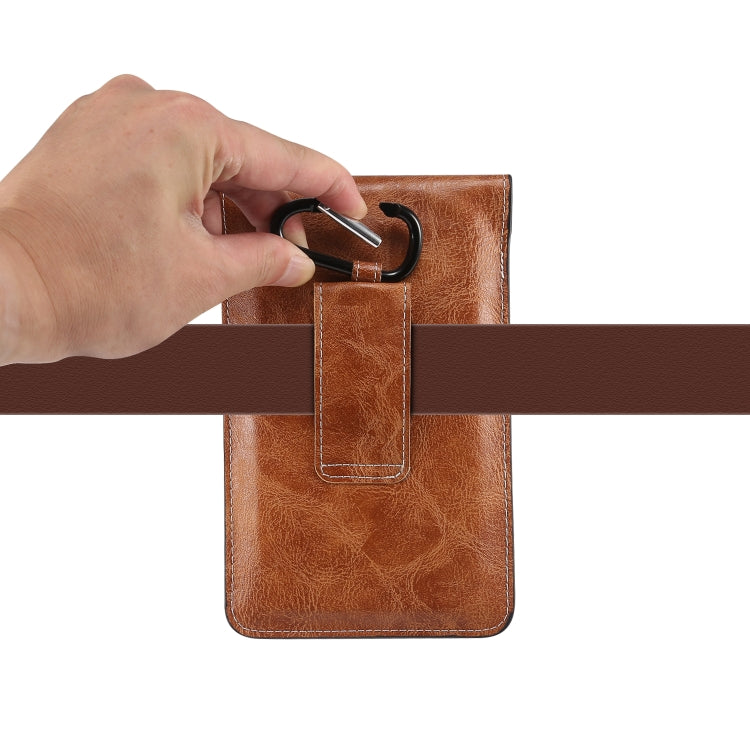 Elephant Texture Phone Men Waist Leather Case with Card Slot for 6.7-6.9 inch Smartphones