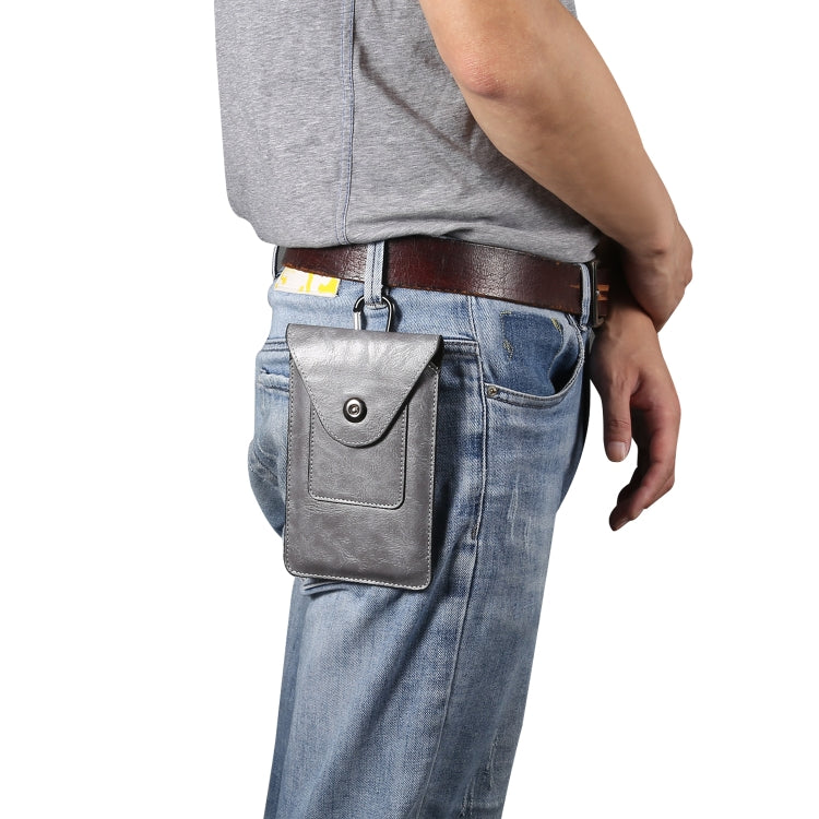 Elephant Texture Phone Men Waist Leather Case with Card Slot for 6.7-6.9 inch Smartphones