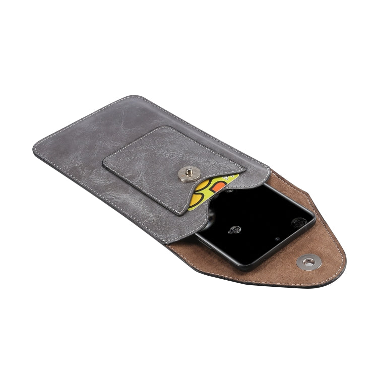 Elephant Texture Phone Men Waist Leather Case with Card Slot for 6.7-6.9 inch Smartphones