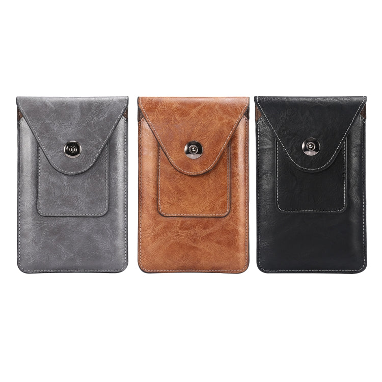 Elephant Texture Phone Men Waist Leather Case with Card Slot for 6.7-6.9 inch Smartphones