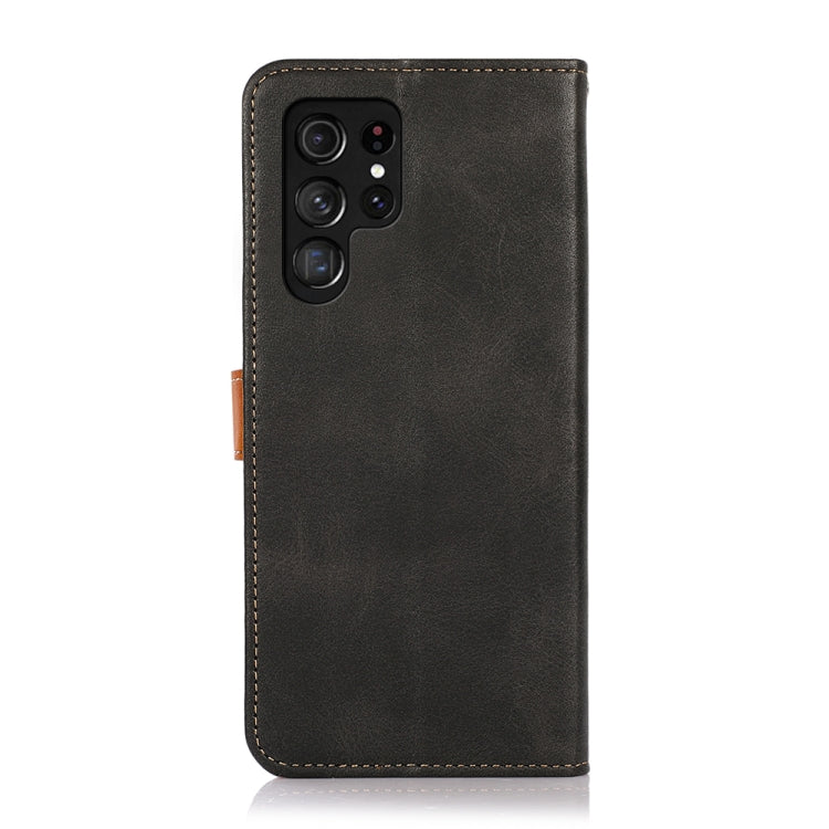 For Samsung Galaxy S25 Ultra 5G KHAZNEH Dual-color Cowhide Texture Flip Leather Phone Case