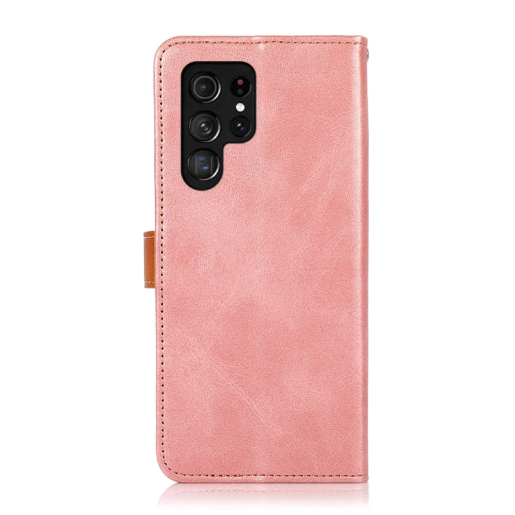 For Samsung Galaxy S25 Ultra 5G KHAZNEH Dual-color Cowhide Texture Flip Leather Phone Case