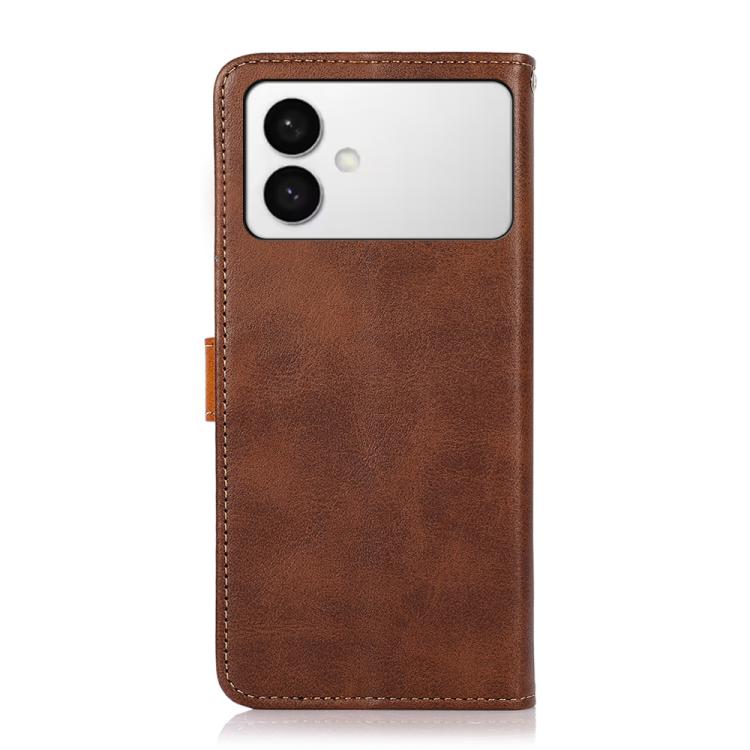 For Samsung Galaxy S26 Edge 5G KHAZNEH Dual-color Cowhide Texture Flip Leather Phone Case