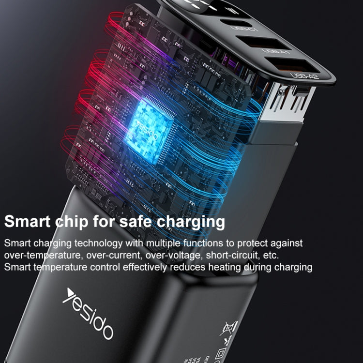 Yesido YC67 17W USB / Type-C + Dual USB Digital Display Charger, Specification:EU Plug - Black