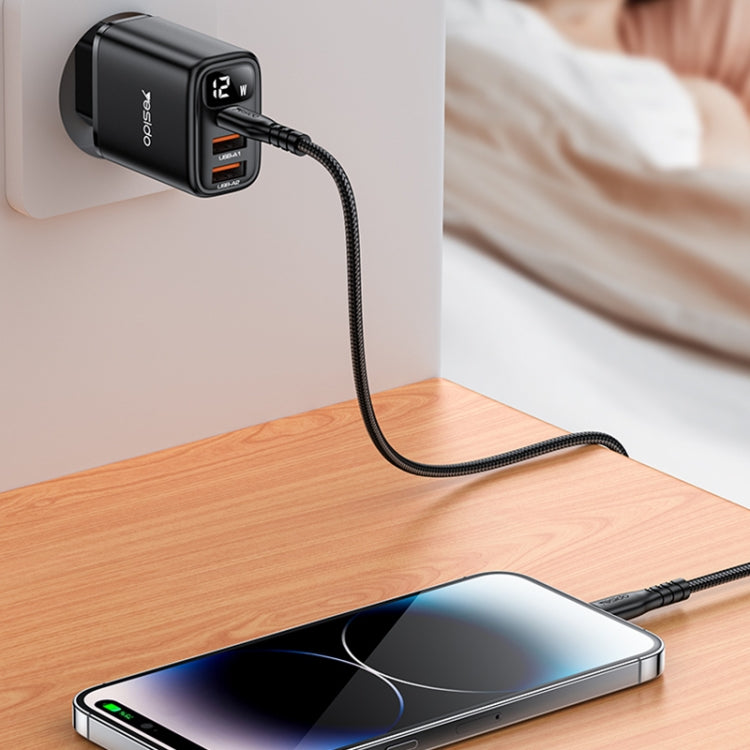 Yesido YC67 17W USB / Type-C + Dual USB Digital Display Charger, Specification:EU Plug - Black