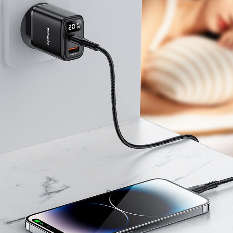 Yesido YC68 20W USB-C / Type-C + USB Digital Display Charger, Specification:EU Plug - Black