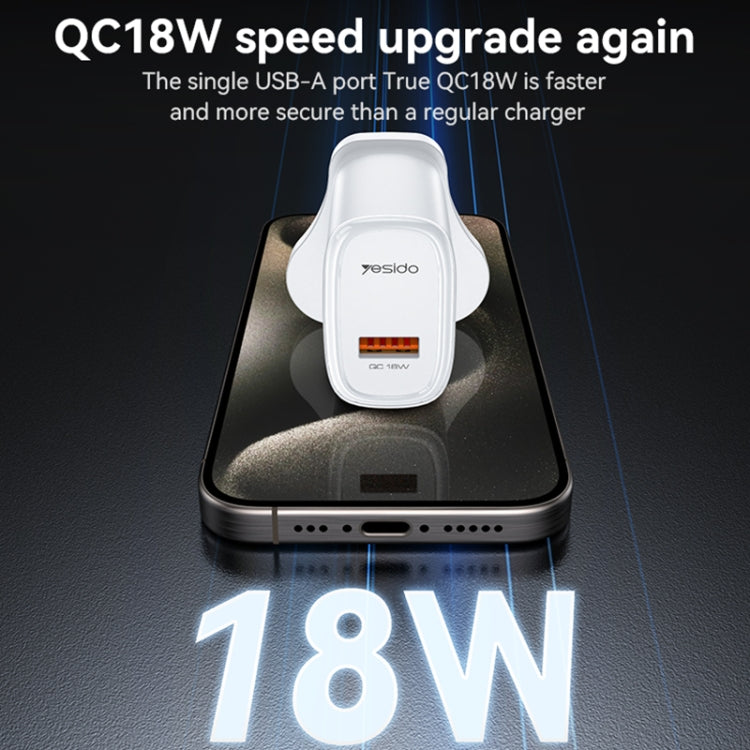Yesido YC85 PD 18W USB Fast Charger, Specification:UK Plug - White