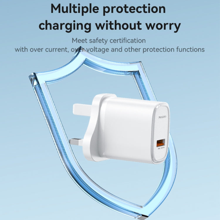 Yesido YC85 PD 18W USB Fast Charger, Specification:UK Plug - White