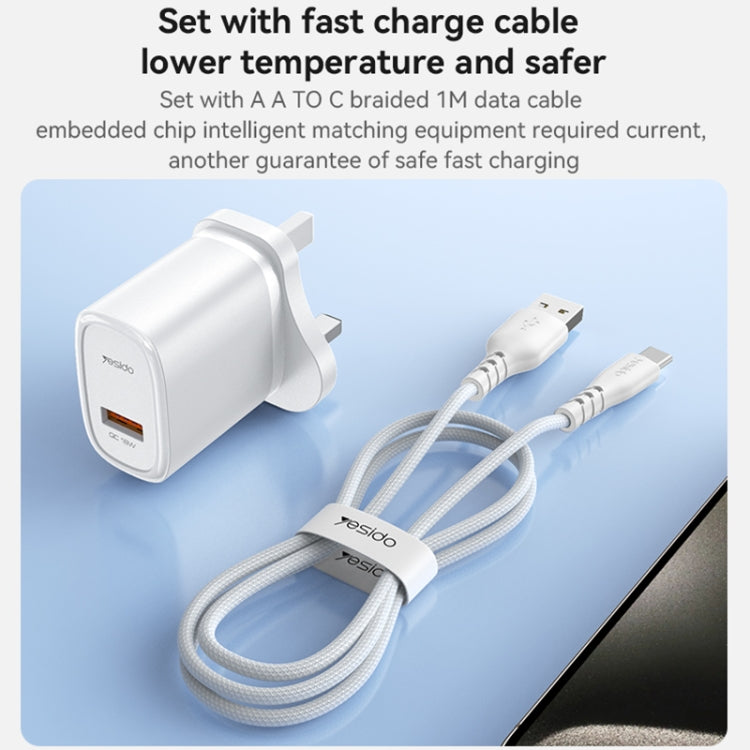 Yesido YC85 PD 18W USB Fast Charger, Specification:UK Plug - White
