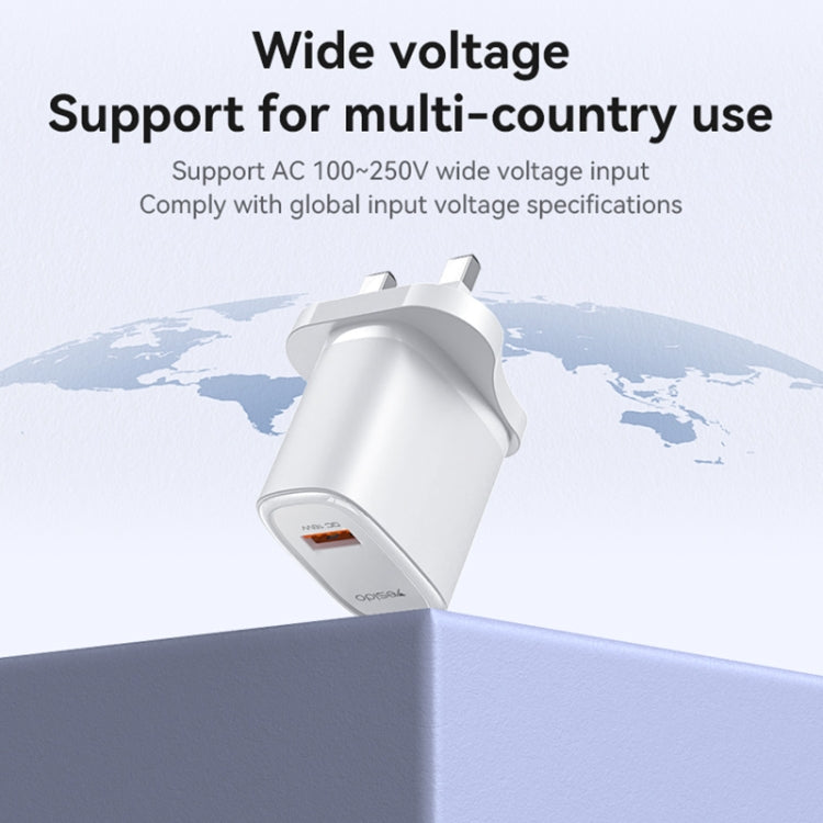 Yesido YC85 PD 18W USB Fast Charger, Specification:UK Plug - White