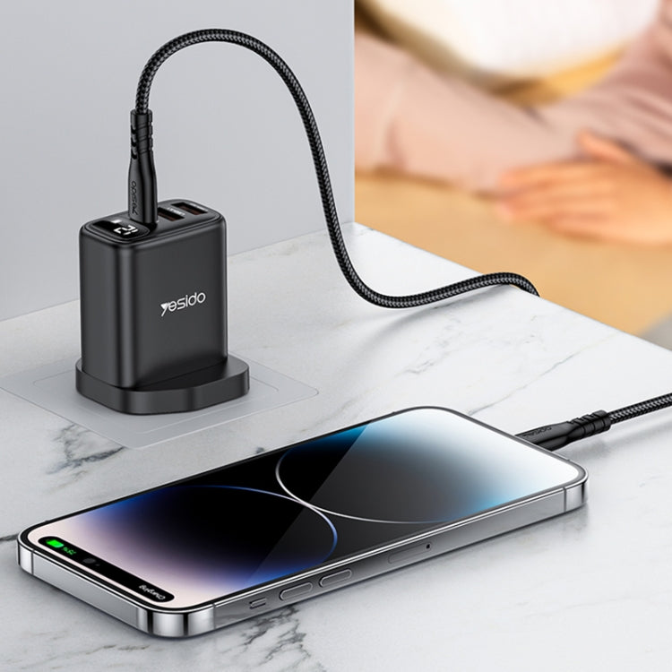 Yesido YC86 17W USB-C / Type-C + Dual USB Digital Display Charger, Specification:UK Plug - Black