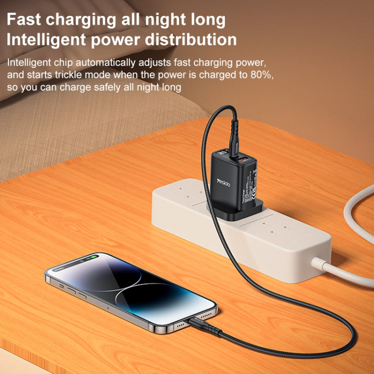 Yesido YC87 PD 20W USB-C / Type-C + USB Digital Display Charger, Specification:UK Plug - Black