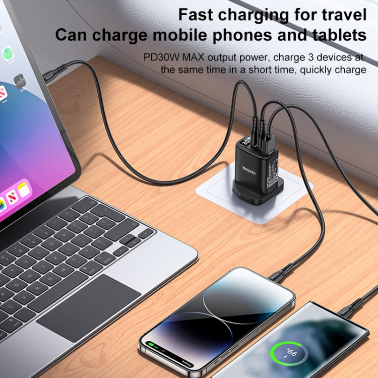 Yesido YC88 30W USB + Dual USB-C / Type-C Digital Display Charger, Specification:UK Plug - Black