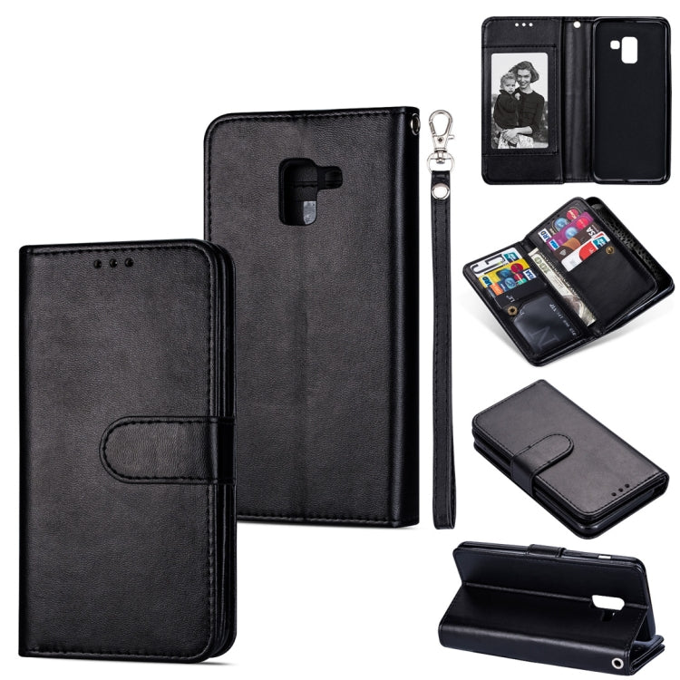 For Samsung Galaxy J6 (2018) Ultra-thin 9 Card Horizontal Flip Leather Case, with Card Slots & Holder & Lanyard