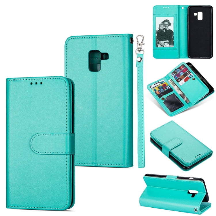 For Samsung Galaxy J6 (2018) Ultra-thin 9 Card Horizontal Flip Leather Case, with Card Slots & Holder & Lanyard